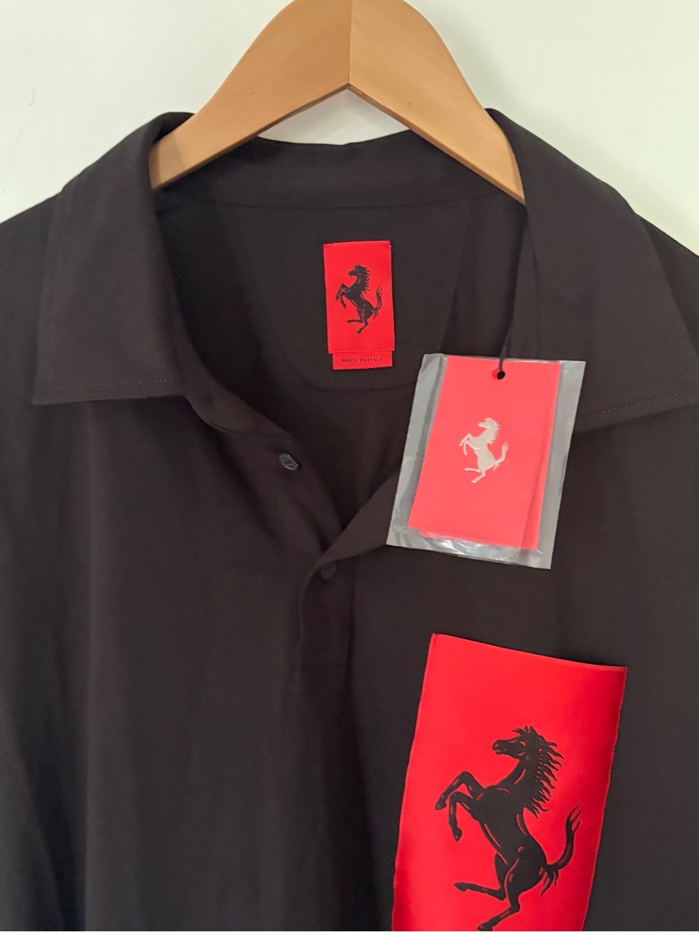 Ferrari NWT Men’s Size L Short Sleeve Luxury 100% Cotton Polo Shirt